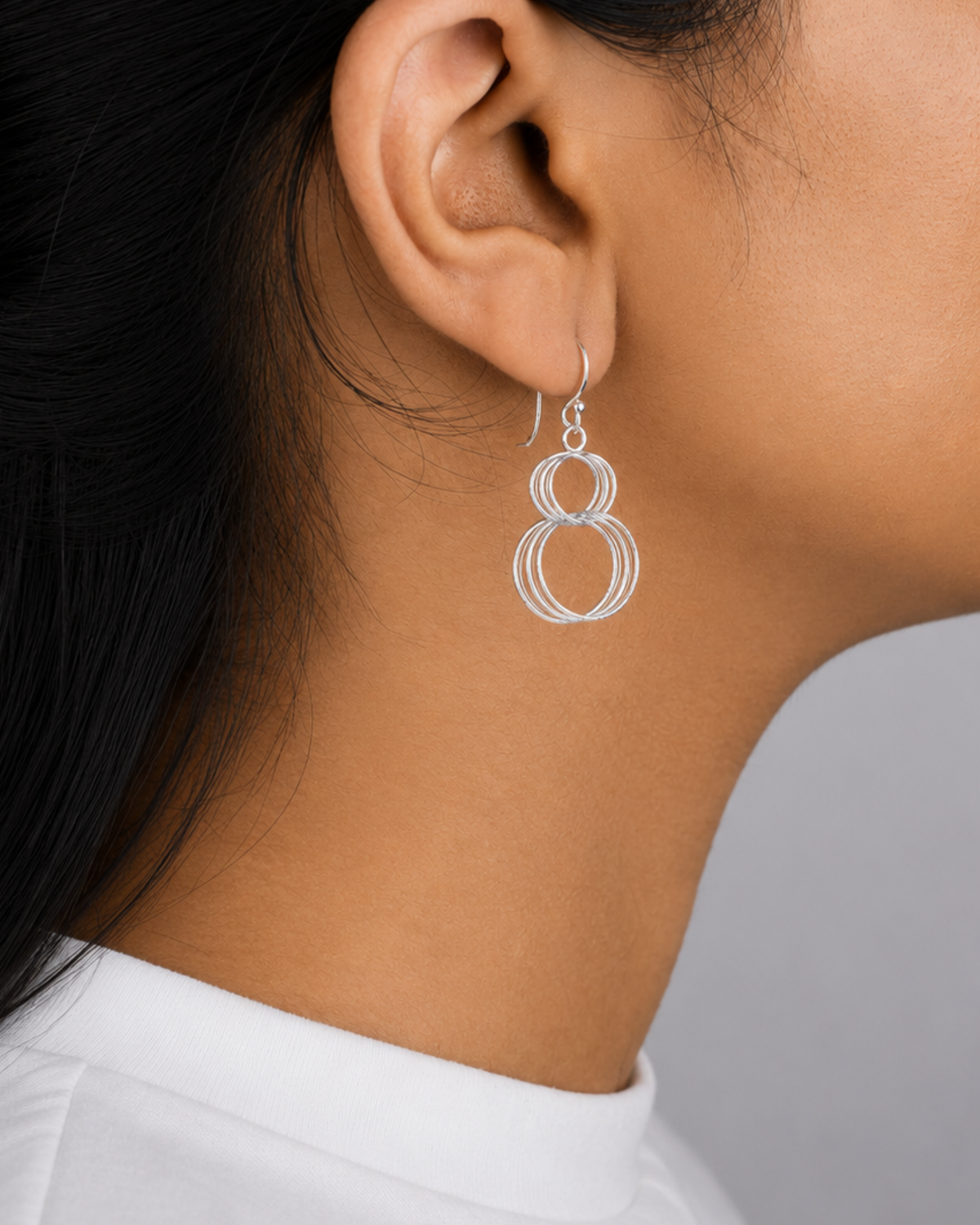 Layered Circle Drop Earrings | 92.5 Sterling Silver