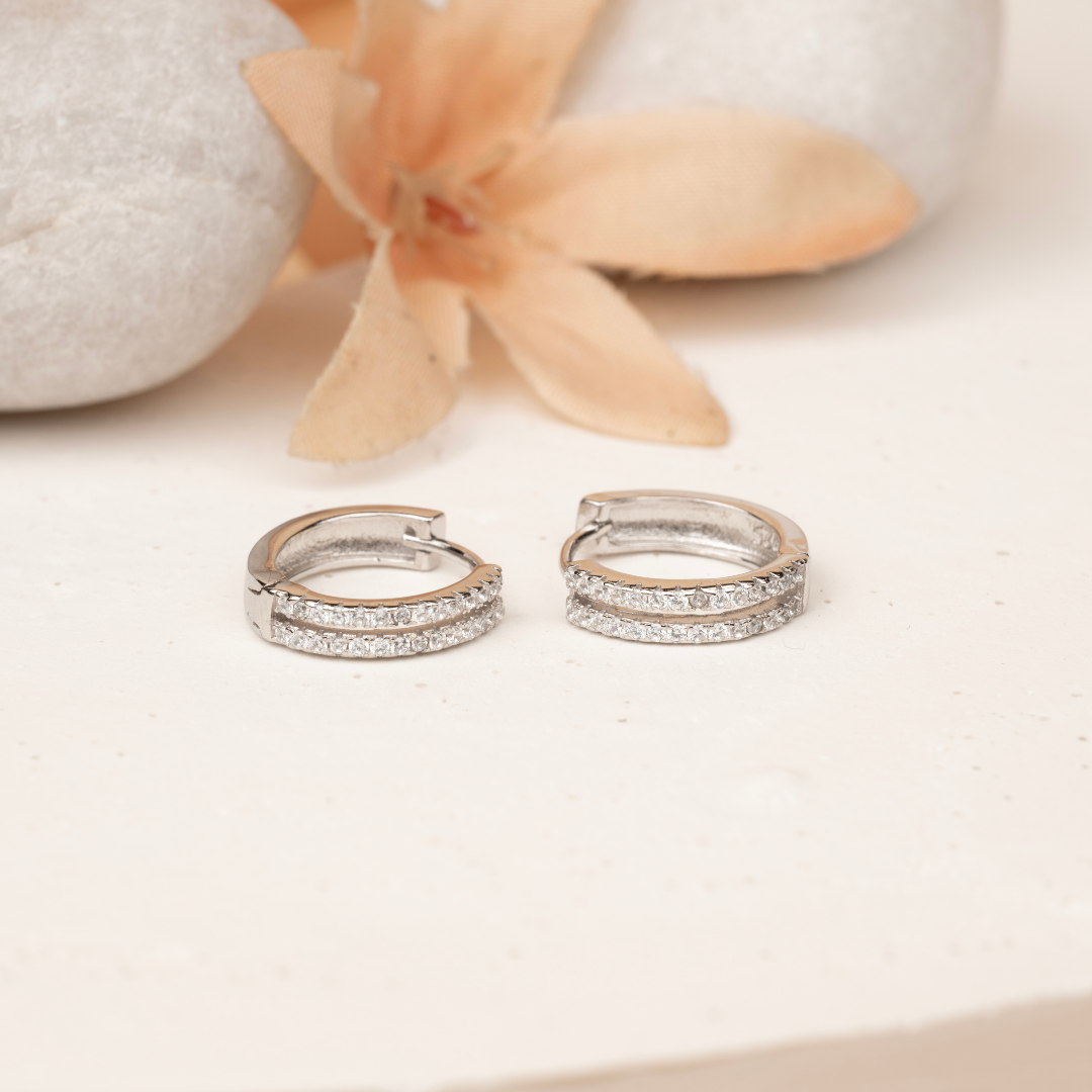 Silver Sparkling Hoop Earrings