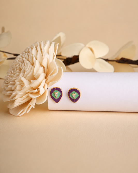 Royal Teardrop Enamel Stud Earrings | 92.5 Sterling Silver