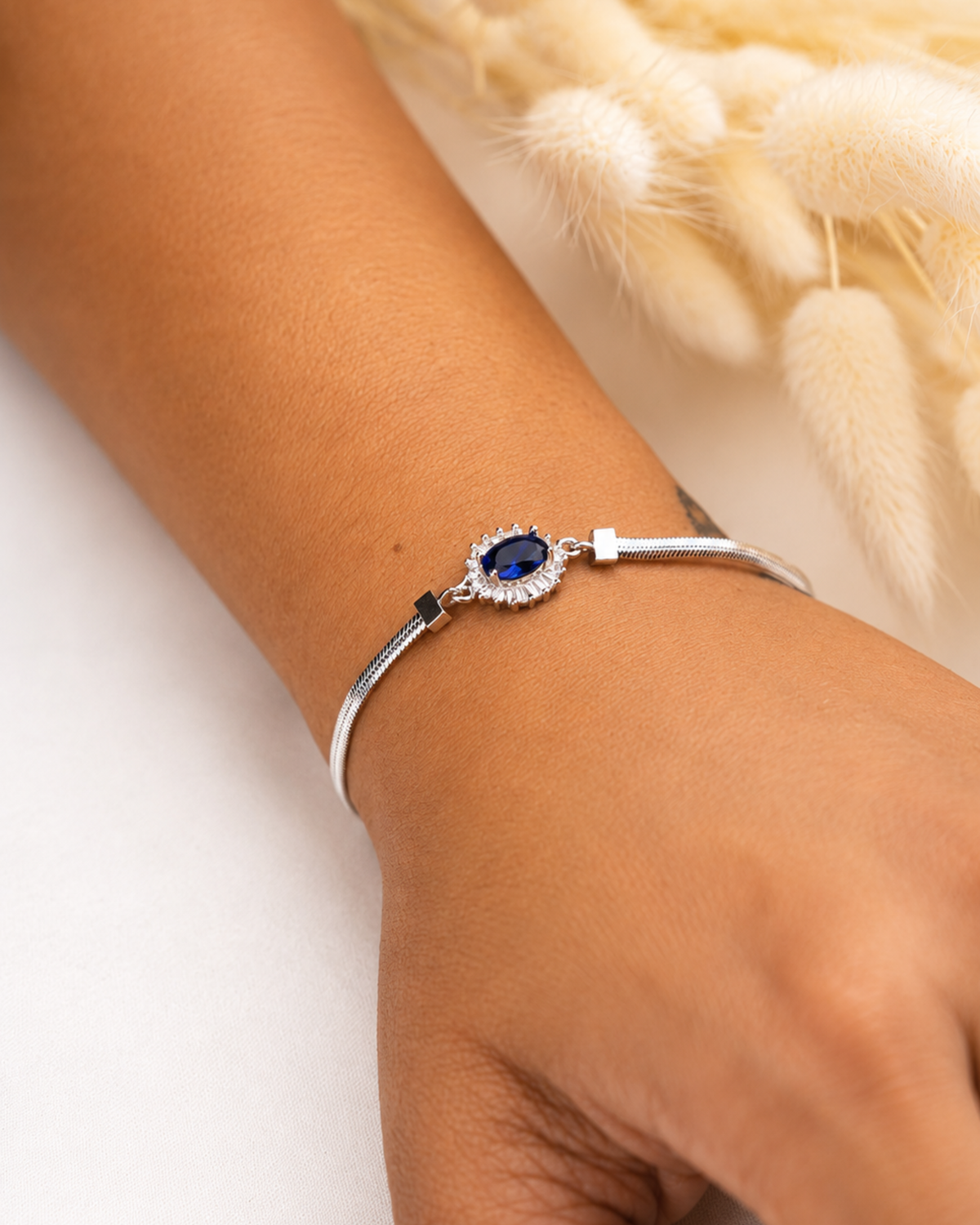 Royal Blue Halo Bracelet | 92.5 Sterling Silver