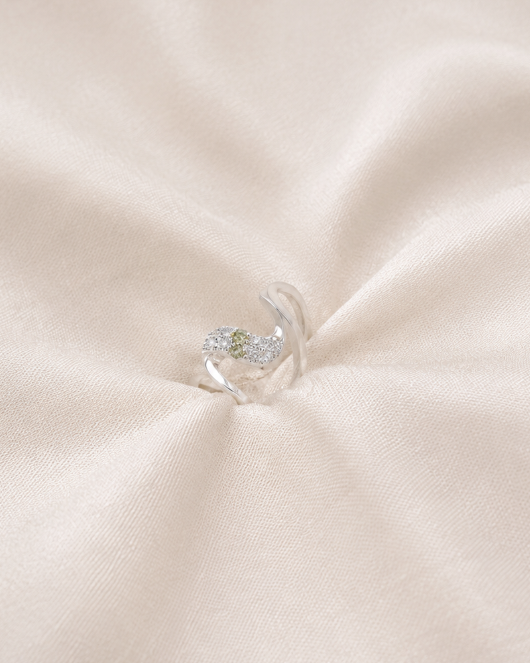 Handcrafted Wave Sparkle Ring | 92.5 Sterling Silver