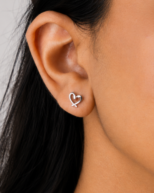 Open Heart Stud Earrings | 92.5 Sterling Silver