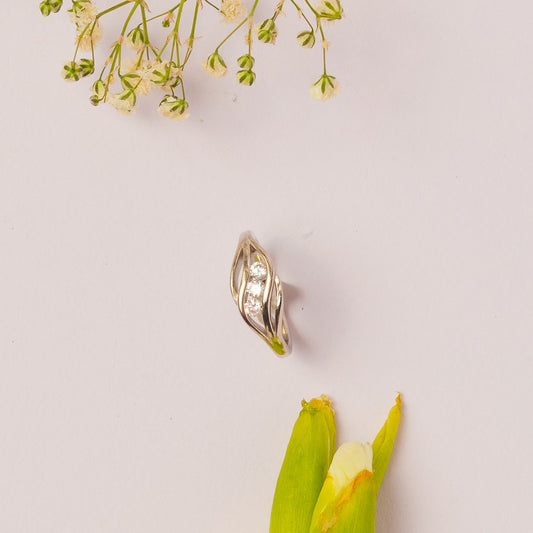 Three Diamond Silver Ring