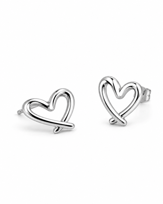 Open Heart Stud Earrings | 92.5 Sterling Silver
