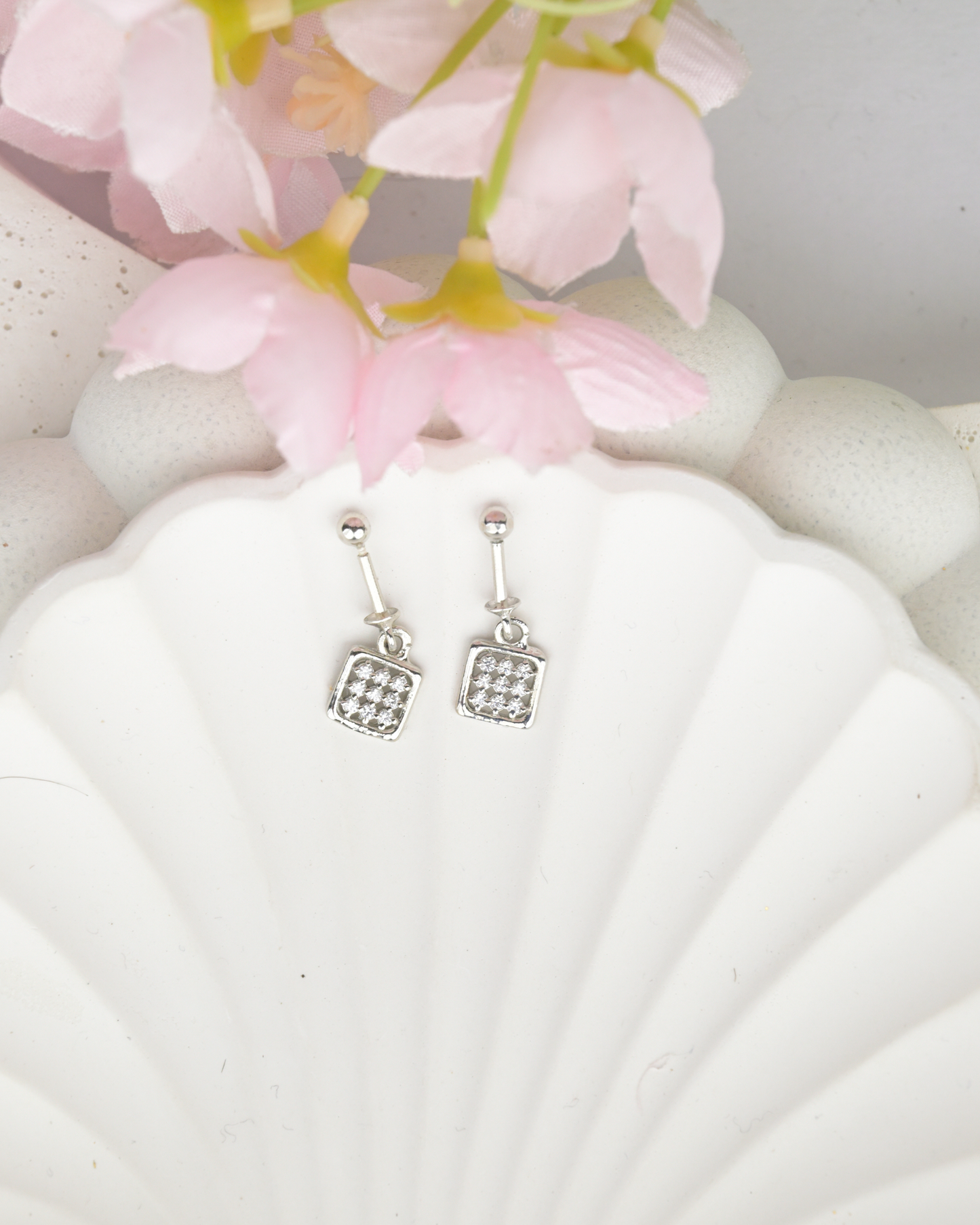 Square Crystal Drop Bugdi Earrings