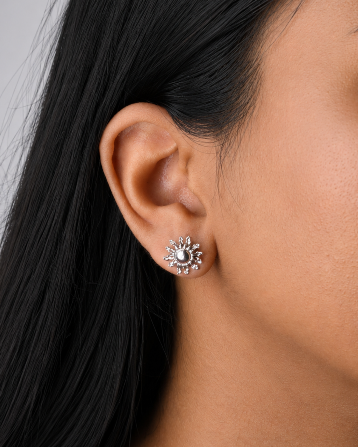 Sunburst Flower Stud Earrings | 92.5 Sterling Silver