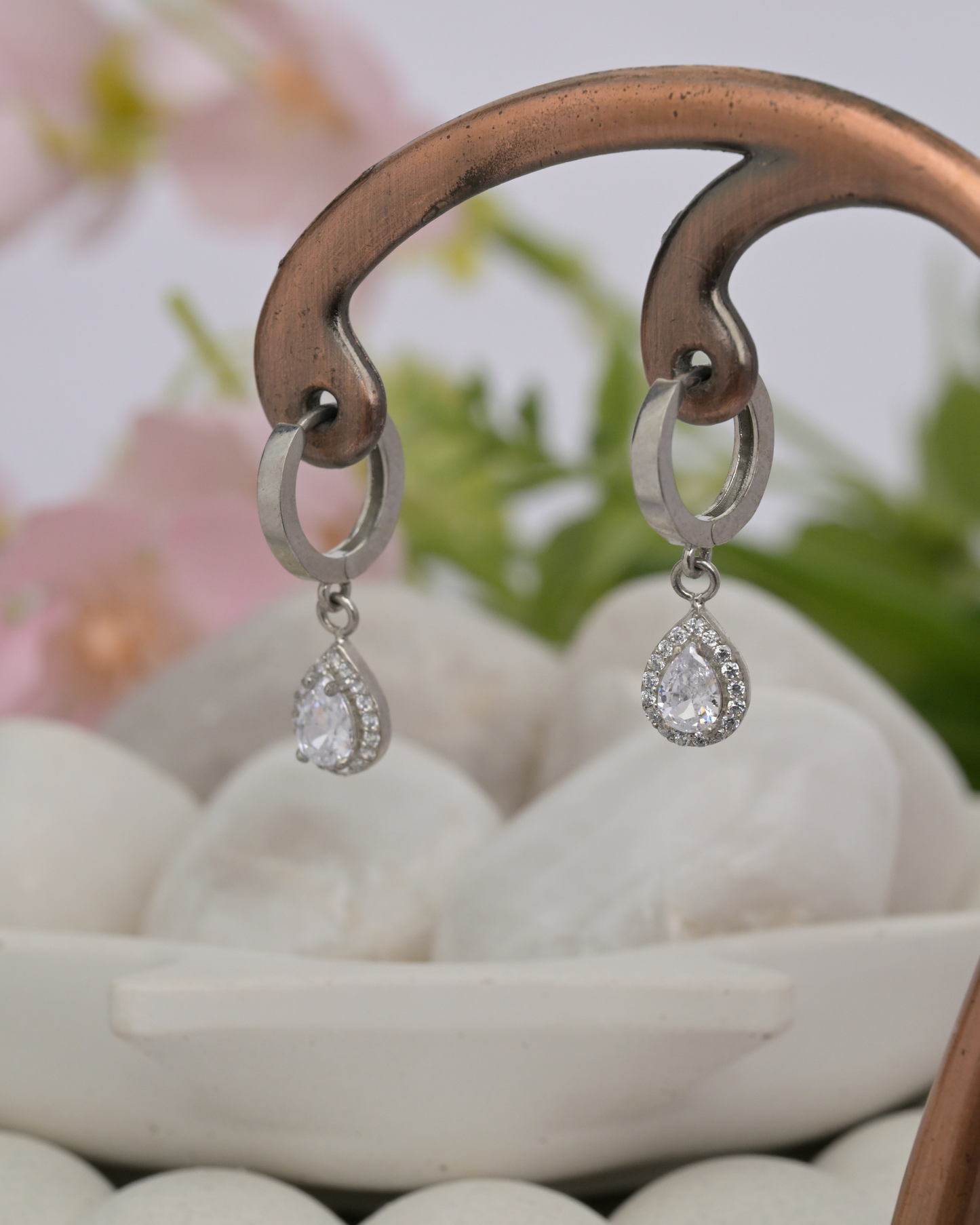 Teardrop Charm Hoop Earrings