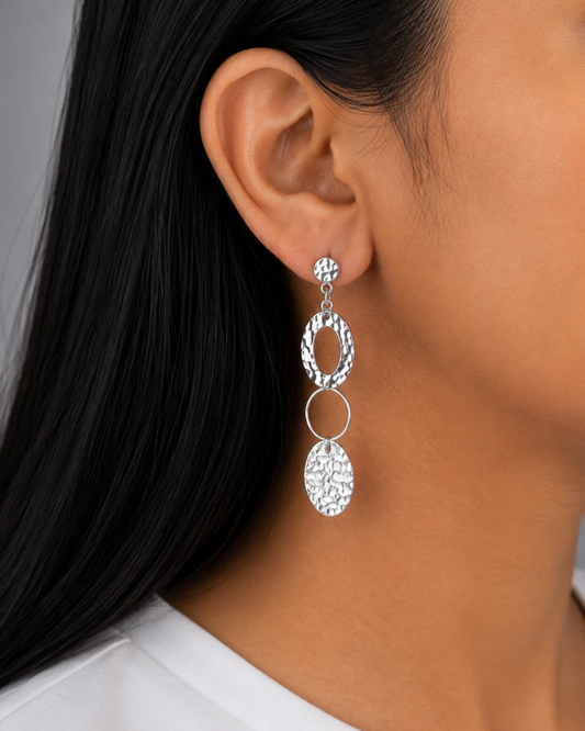 Hammered Geometric Drop Earrings | 92.5 Sterling Silver