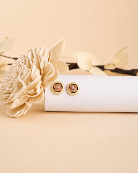 Floral Enamel Medallion Stud Earrings | 92.5 Sterling Silver