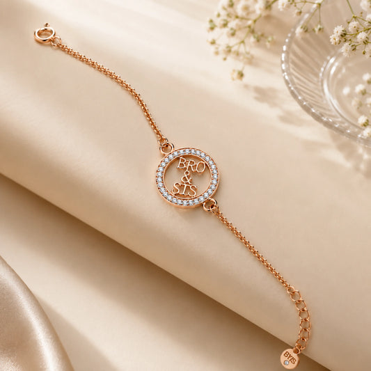 925 Silver Bro & Sis Bracelet Rakhi | Rose Gold - Rakhi