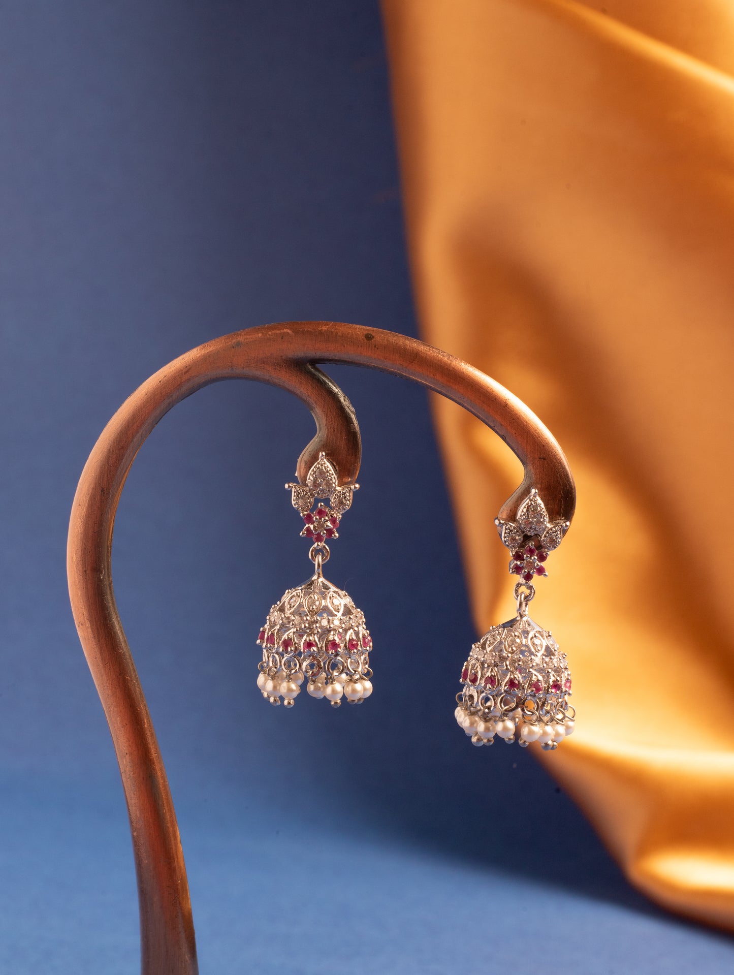 Dangling Pearl Jhumka Earrings