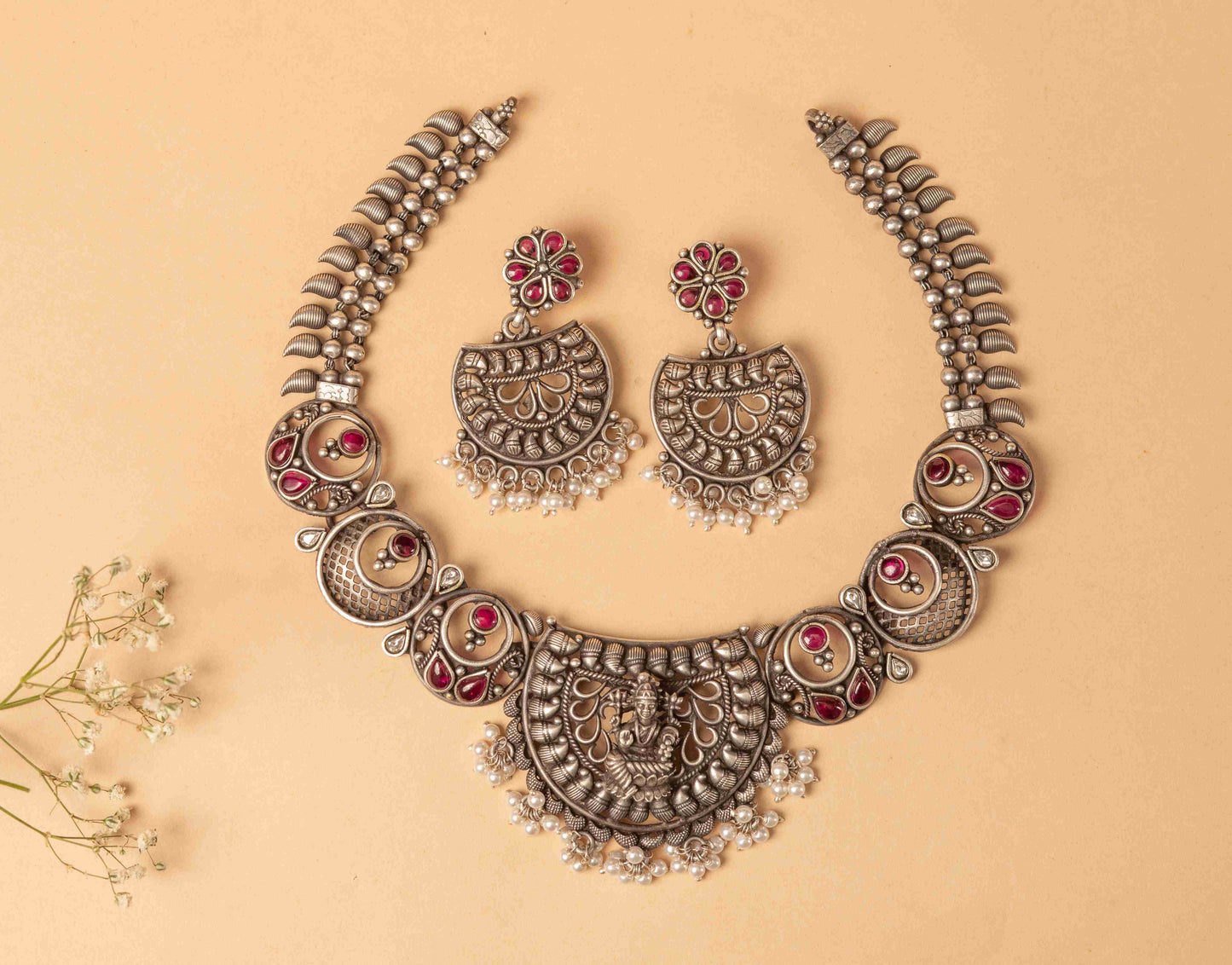 Laxmi Oxidized Silver Necklace Set