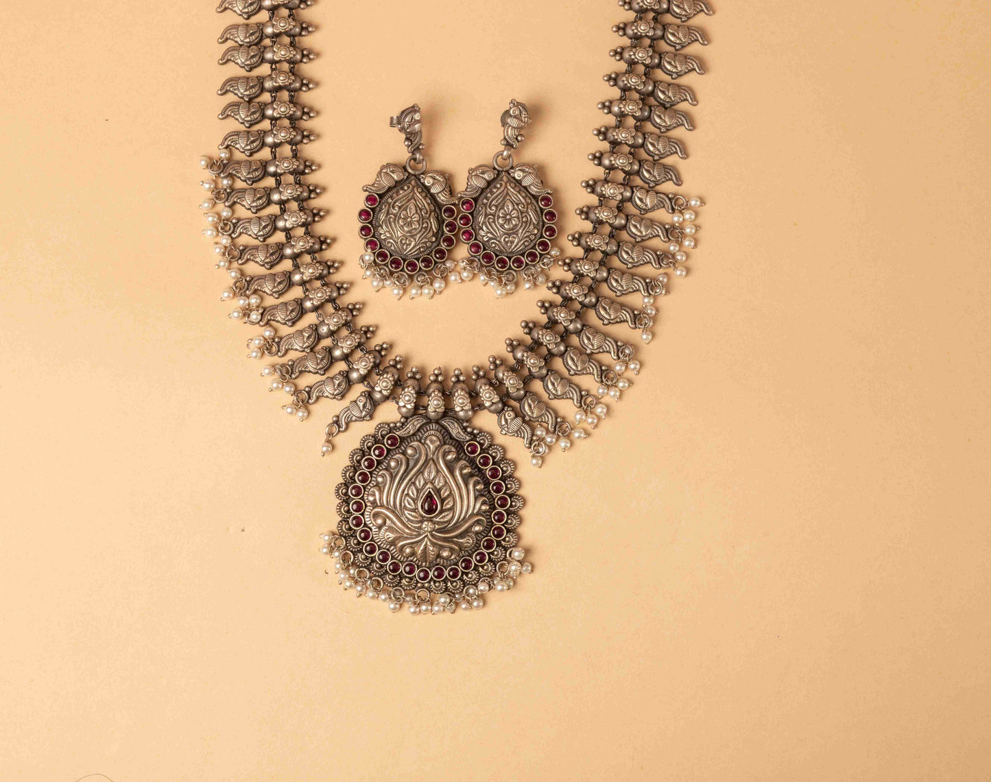 Antique Oxidized Necklace with Earrings