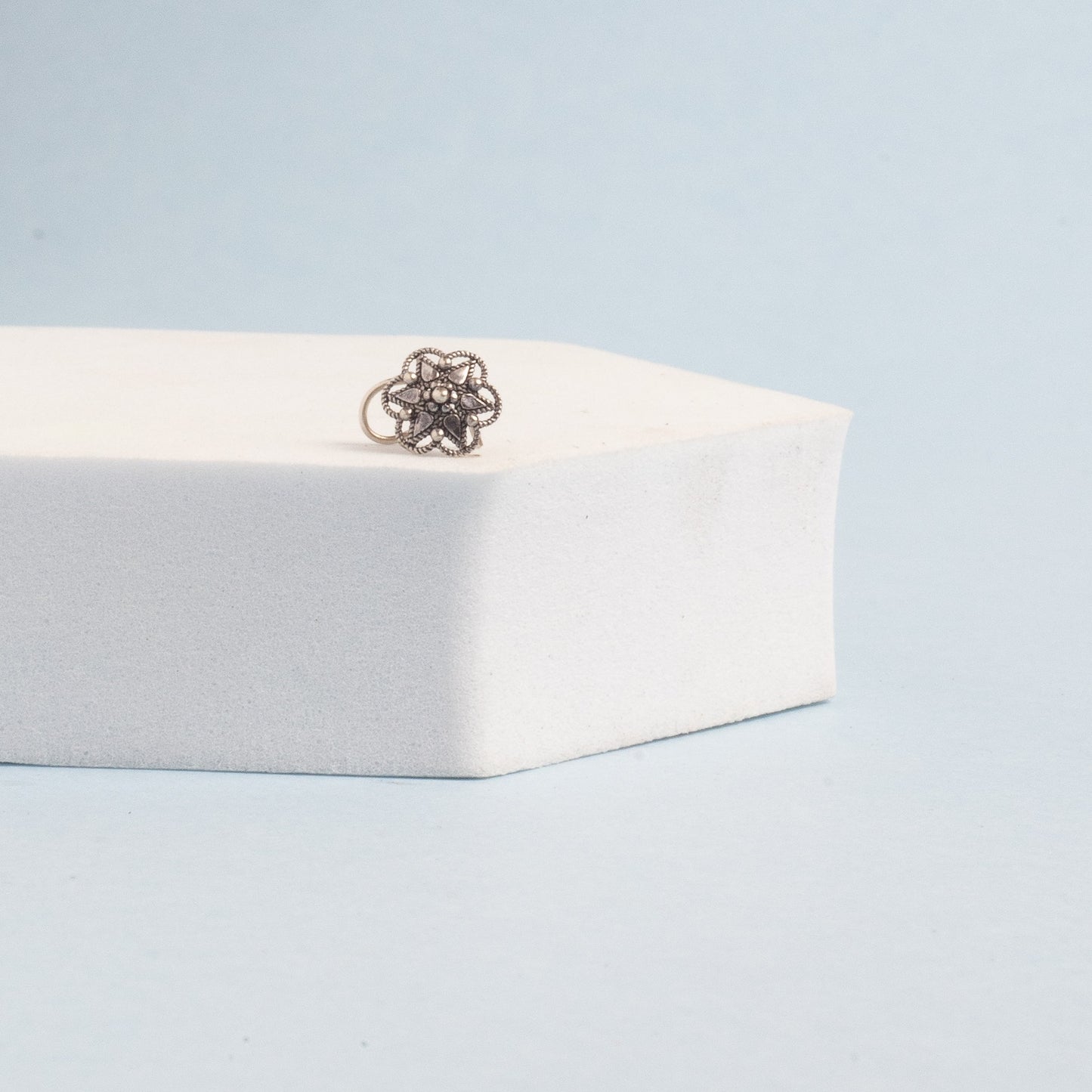 Lotus Charm Silver Nose Pin