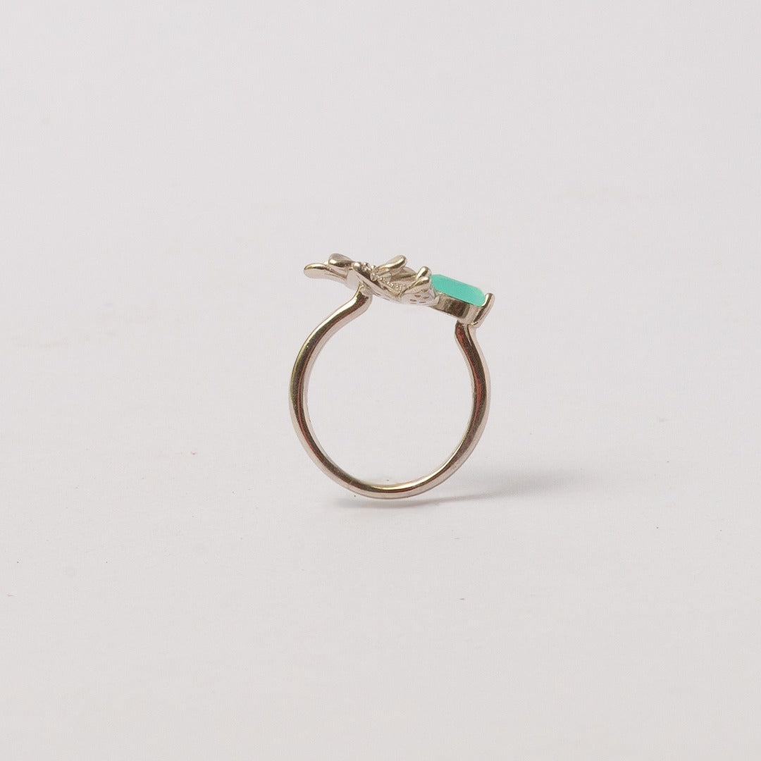 Turquoise Floral Stone Silver Ring