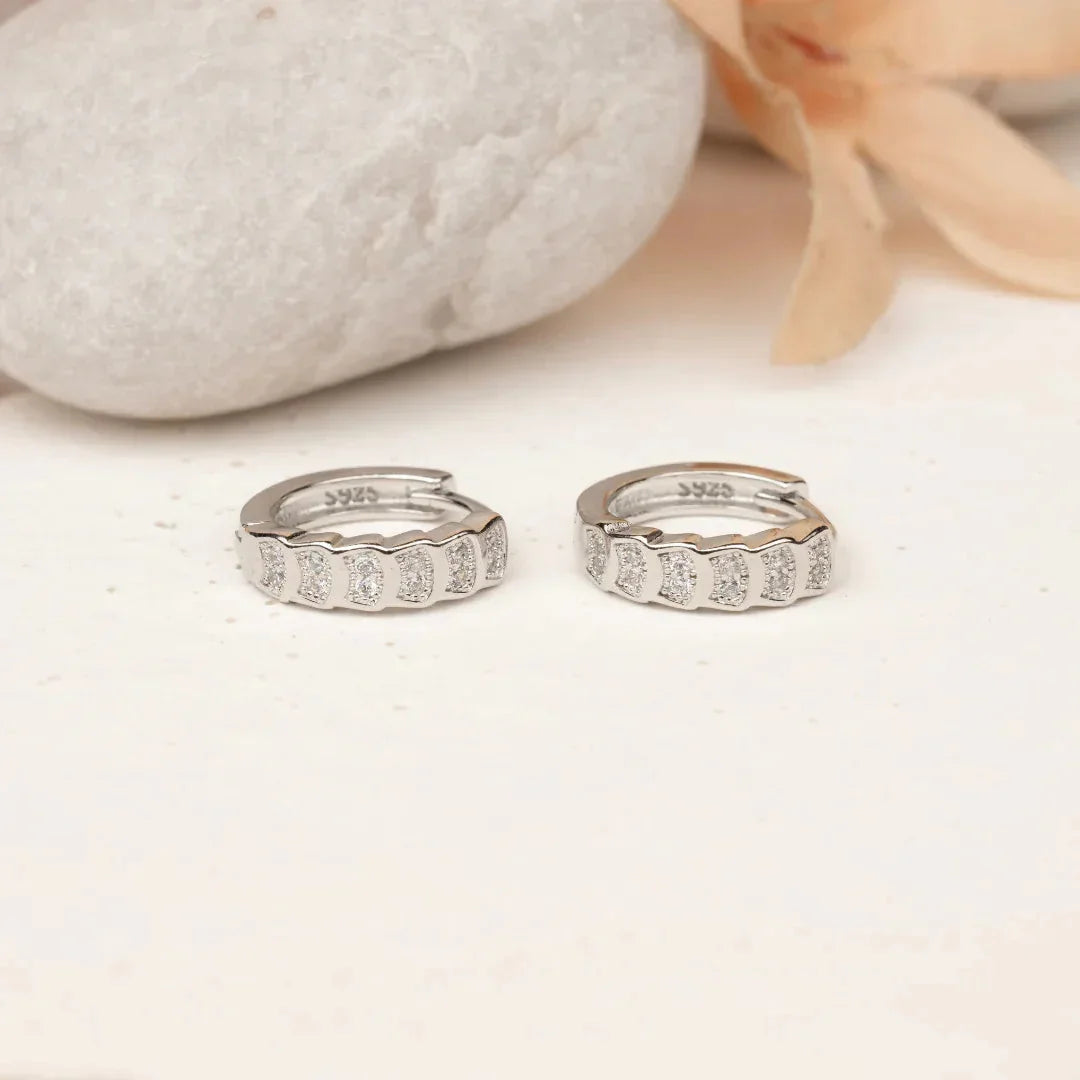 Block Silver Hoop earrings - Silvinity