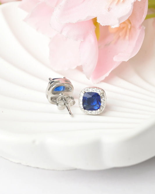 Royal Sapphire Cushion Earrings - earring