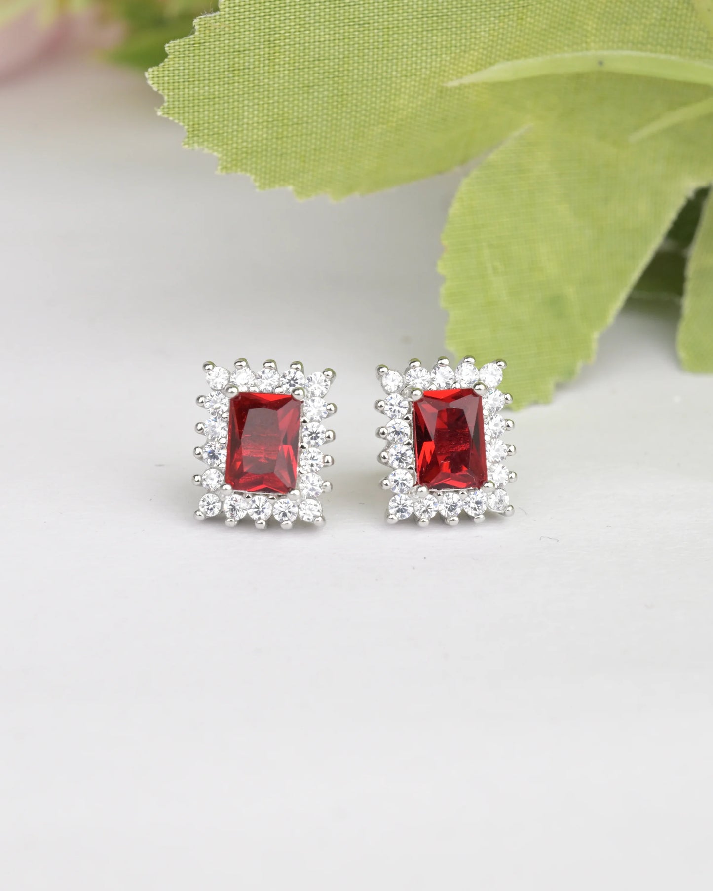 Ruby Halo Stud Earrings - earring