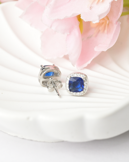 Royal Sapphire Cushion Earrings