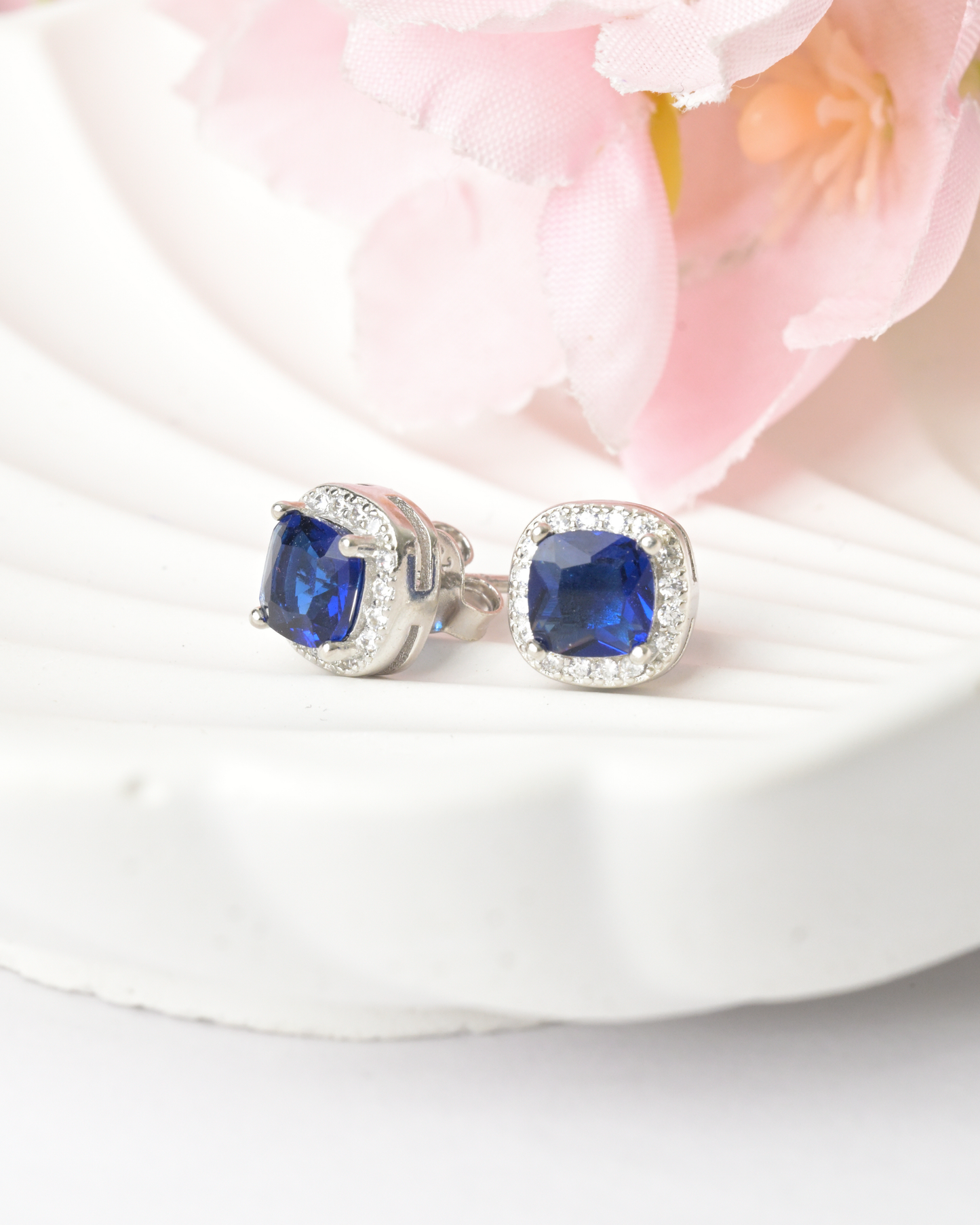 Royal Sapphire Cushion Earrings