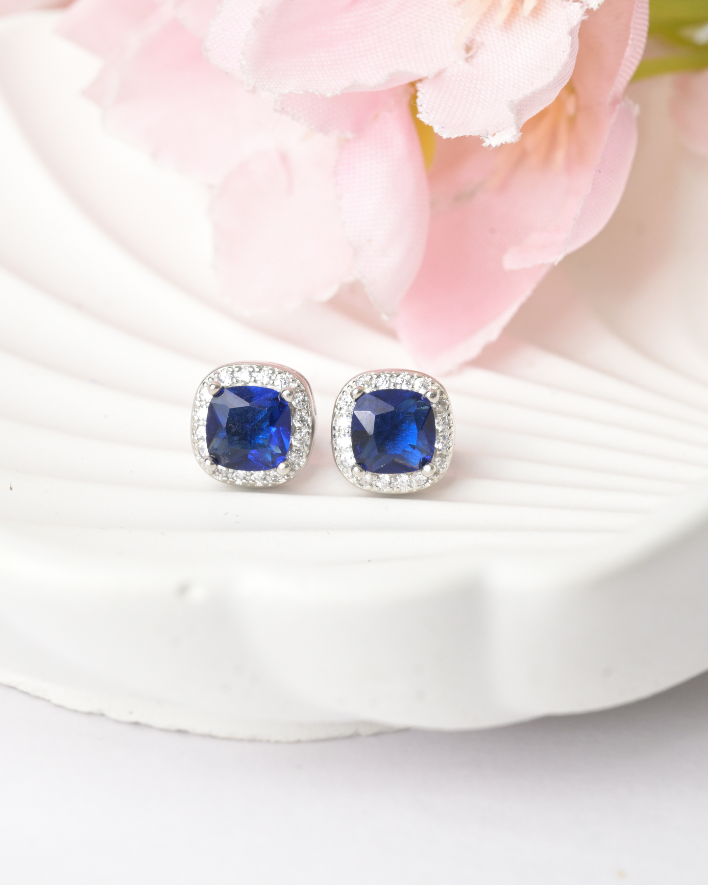 Royal Sapphire Cushion Earrings