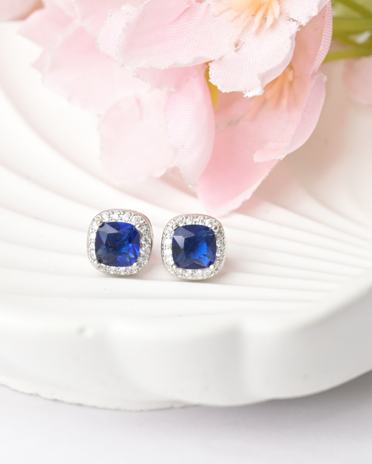 Royal Sapphire Cushion Earrings