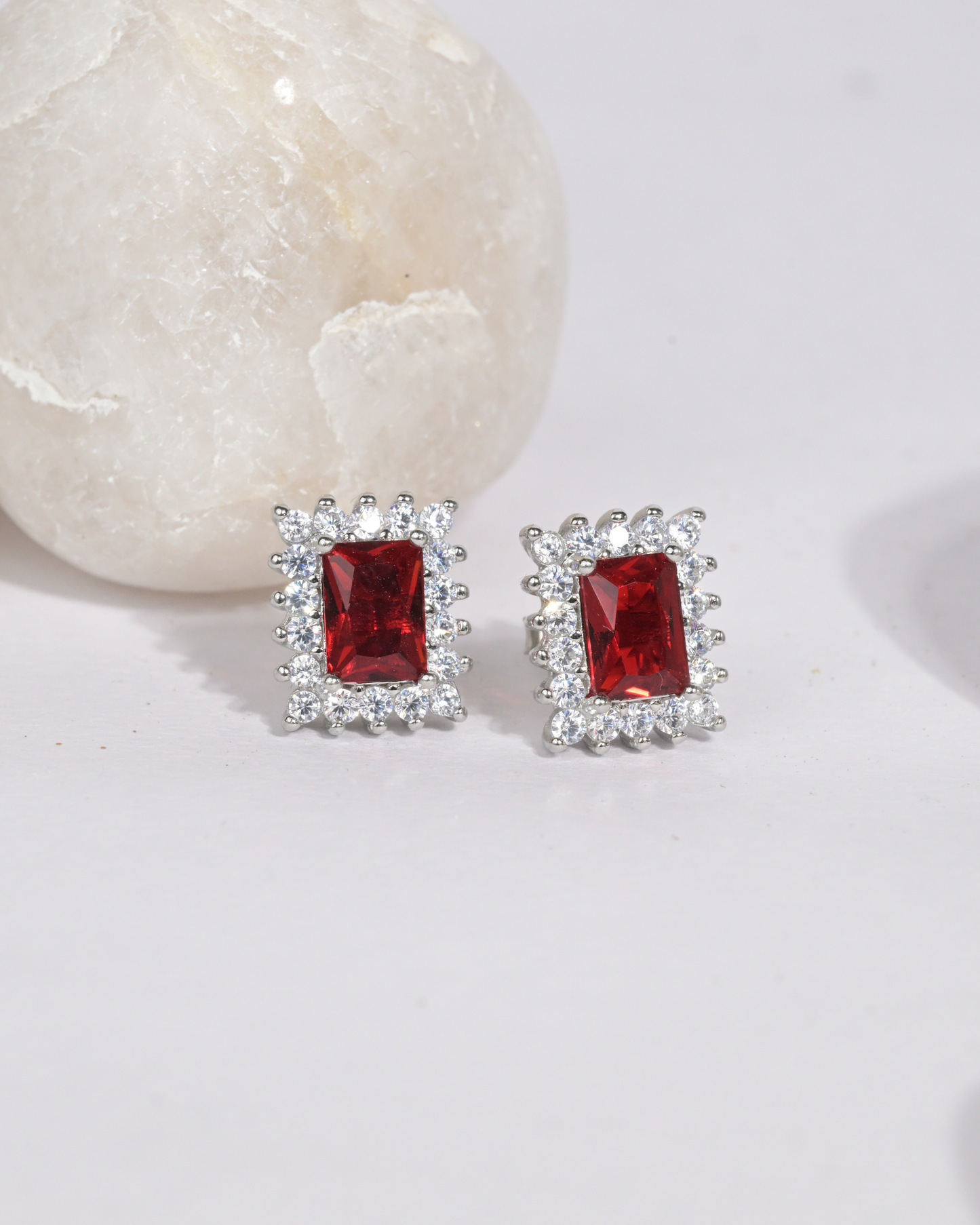 Ruby Halo Stud Earrings