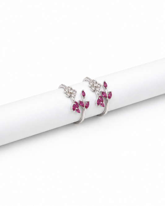 Ruby Blossom Vine Toe Rings | 92.5 Sterling Silver