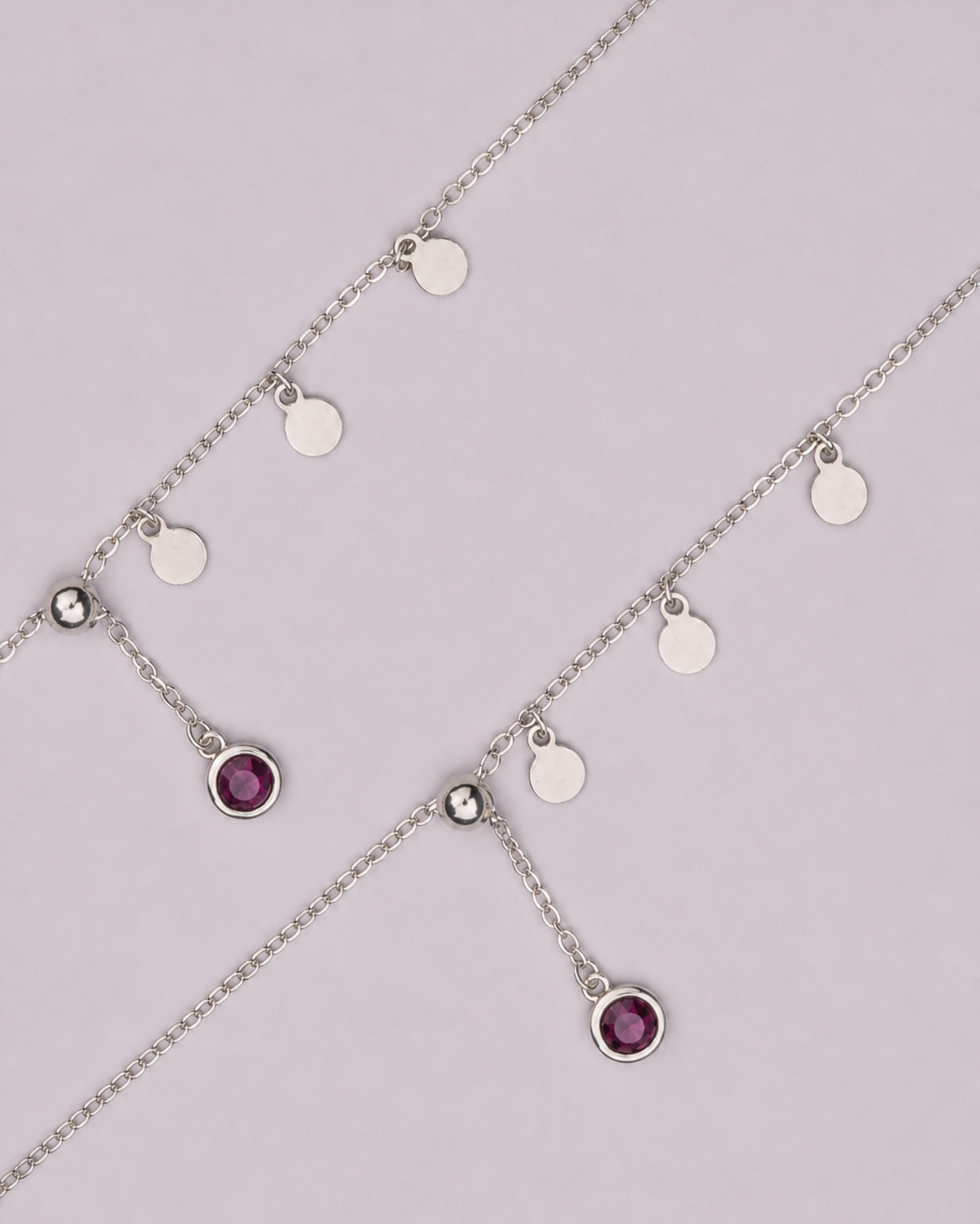 Ruby Solitaire Charm Anklet | 92.5 Sterling Silver