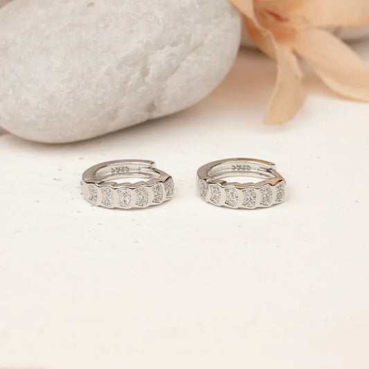 Block Silver Hoop earrings - Silvinity