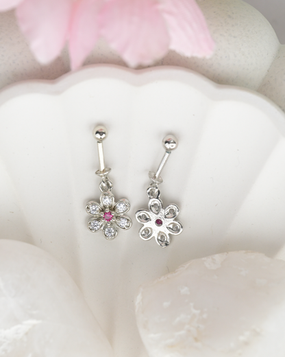 Floral Pink Crystal Bugdi Earring