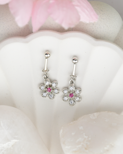 Floral Pink Crystal Bugdi Earring
