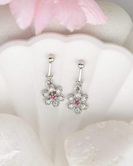 Floral Pink Crystal Bugdi Earring
