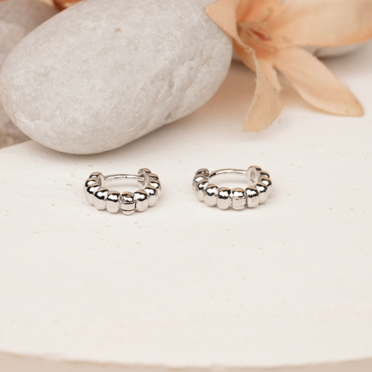 Silver Textured Hoop Earrings