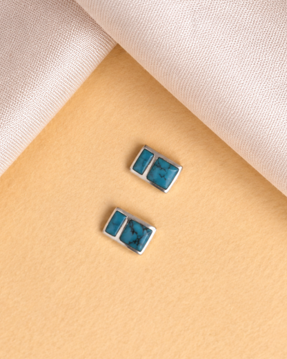 Turquoise Bar Stud Earrings | 92.5 Sterling Silver
