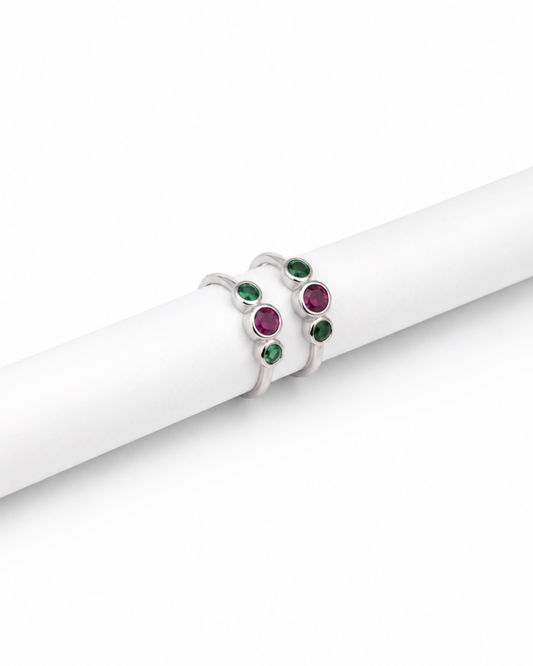 Ruby Emerald Harmony Toe Rings | 92.5 Sterling Silver