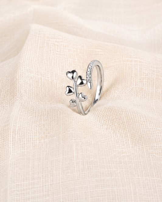 Handcrafted Heart Vine Open Ring | 92.5 Sterling Silver