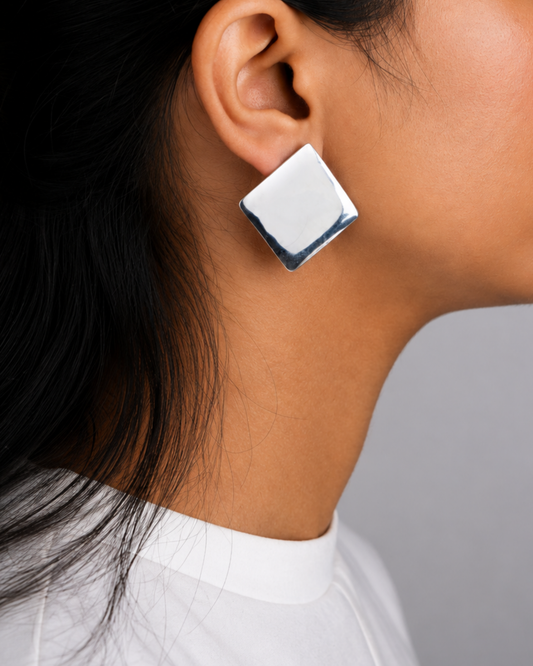 Geometric Diamond Stud Earrings | 92.5 Sterling Silver