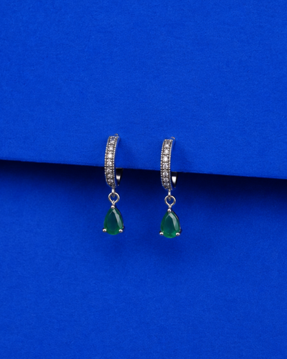 Emerald Teardrop Hoop Earrings | 92.5 Sterling Silver