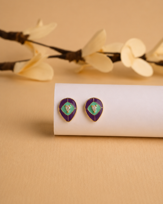 Royal Teardrop Enamel Stud Earrings | 92.5 Sterling Silver