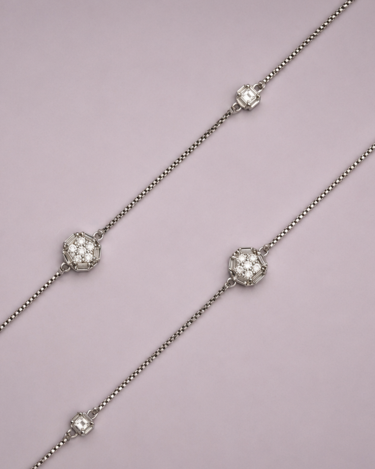 Geometric Diamond Station Anklet | 92.5 Sterling Silver