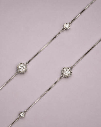 Geometric Diamond Station Anklet | 92.5 Sterling Silver
