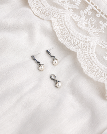Freshwater Pearl Drop Pendant & Earrings Set | 92.5 Sterling Silver