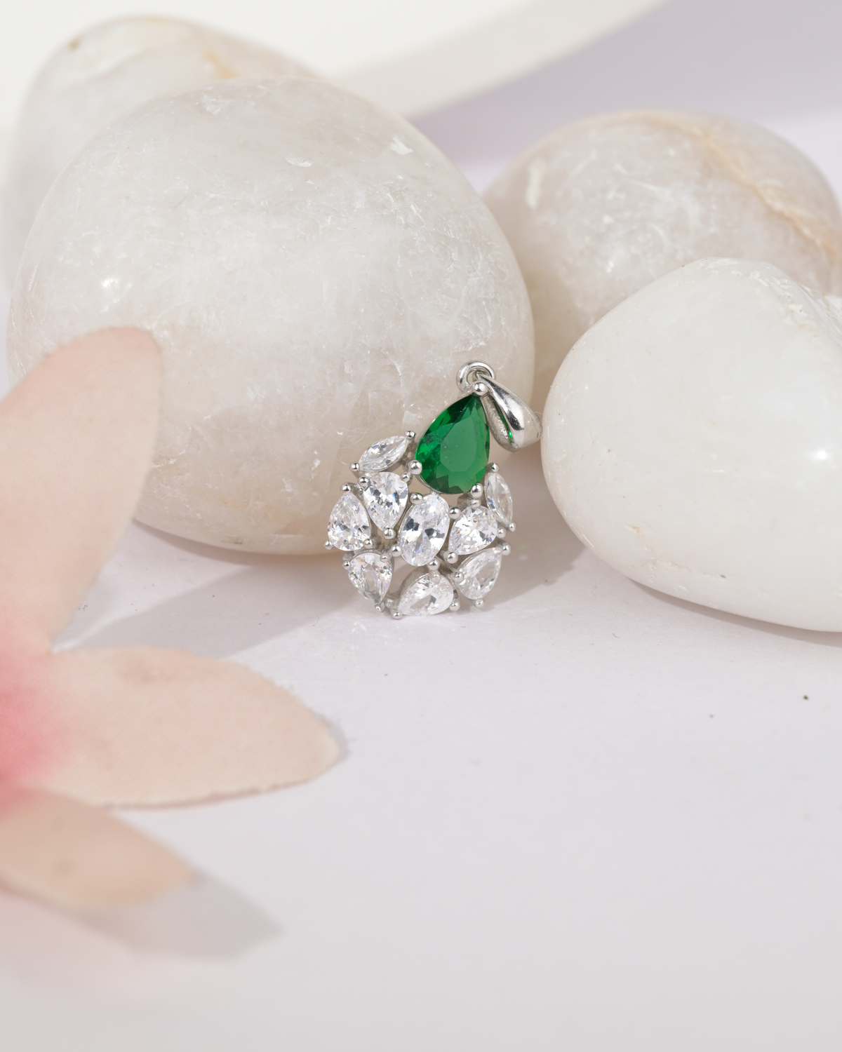 Emerald Dewdrop Pendant | 92.5 Sterling Silver