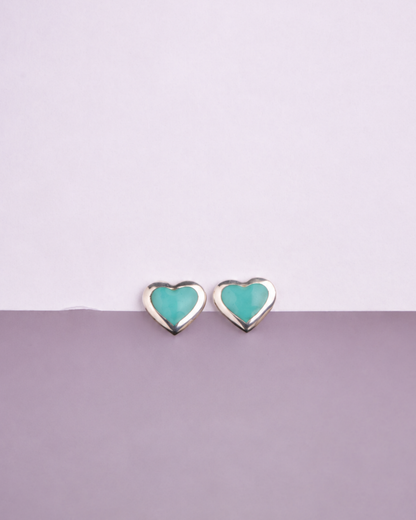 Turquoise Heart Stud Earrings | 92.5 Sterling Silver