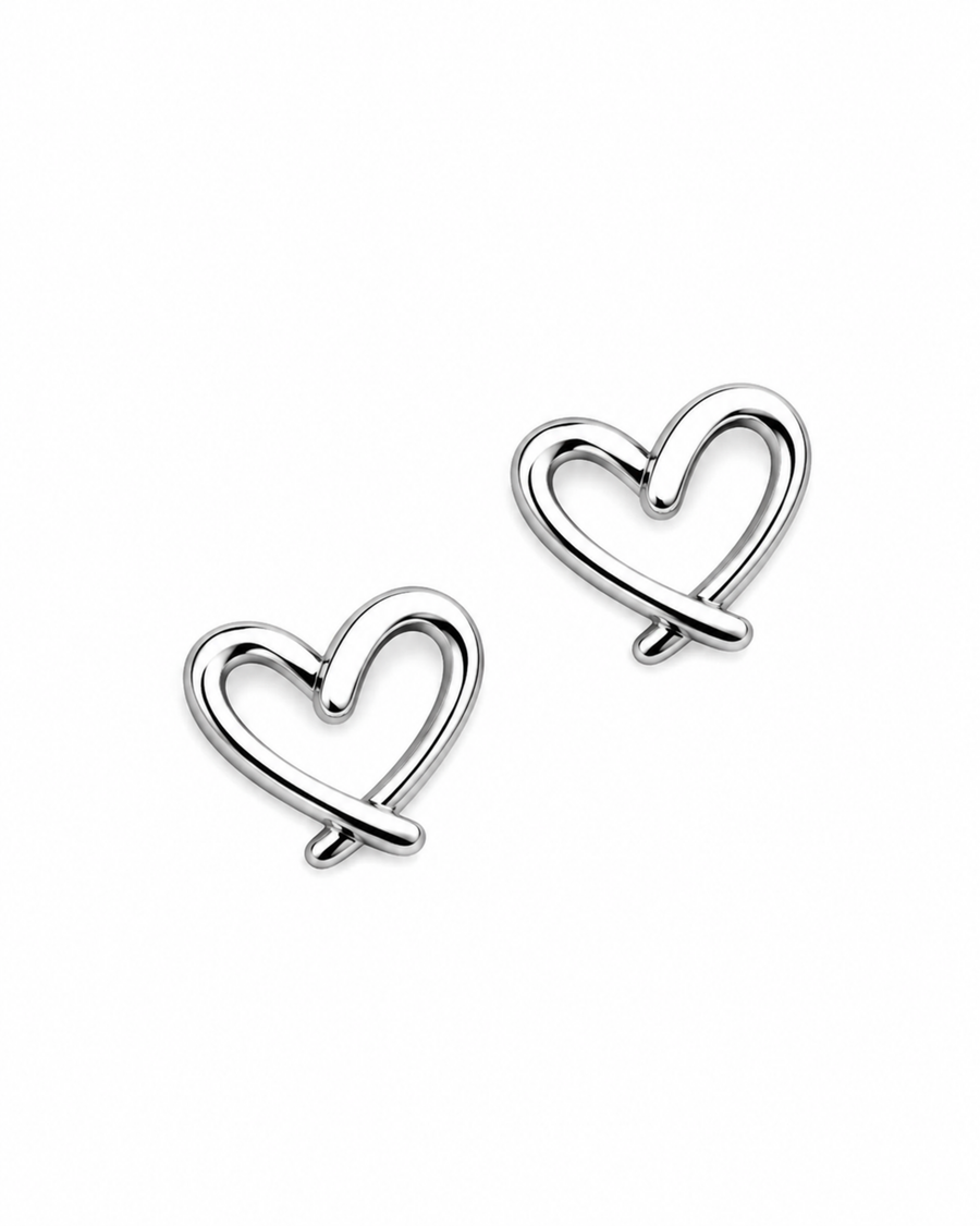 Open Heart Stud Earrings | 92.5 Sterling Silver