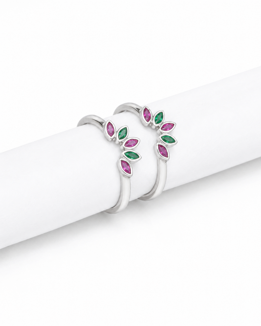 Dual Tone Petal Grace Toe Rings | 92.5 Sterling Silver