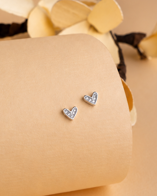 Pavé Heart Stud Earrings | 92.5 Sterling Silver