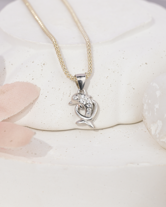 Zircon Dolphin Pendant | 92.5 Sterling Silver