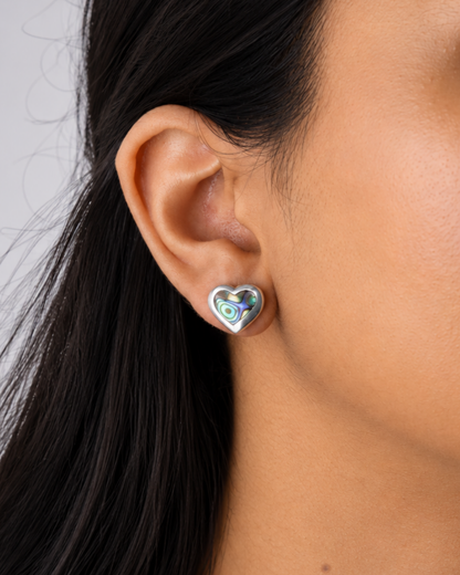 Abalone Heart Stud Earrings | 92.5 Sterling Silver